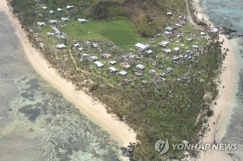 지난 2월 사이클론이 강타한 피지 와이예보 지역을 찍은 항공사진[EPA=연합뉴스]