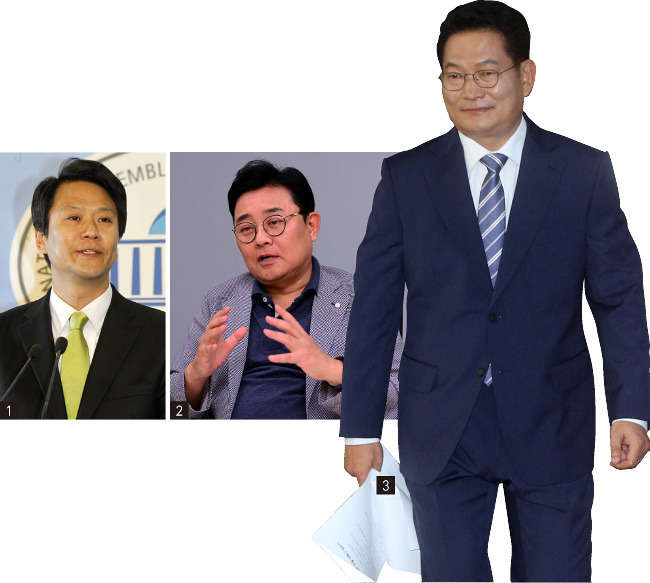 1 선대위 비서실의 임종석 비서실장.[전영한 동아일보 기자] 2 선대위 전병헌 전략본부장.[동아일보]. 3 선대위 선거총괄본부장을 맡은 송영길 의원. [홍진환 동아일보 기자]