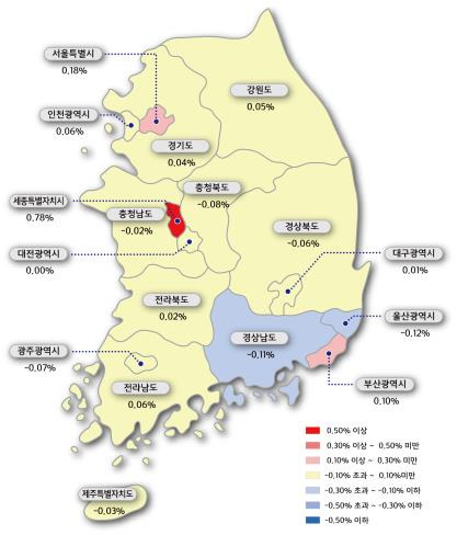 주간 아파트 가격 동향 [한국감정원 제공 = 연합뉴스]