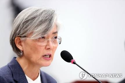 発言する強硬化長官 (ソウル=連合ニュース) 濃い性徹記者 = 強硬化外交部長官が 21日国会外交統一委員会全体会議で発言している. zjin@yna.co.kr