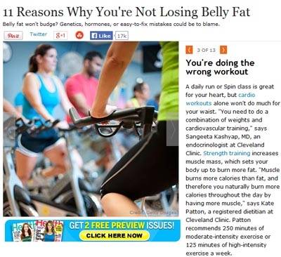 뱃살이 빠지지 않은 이유 11 [사진 헬스닷컴 홈피 캡처]