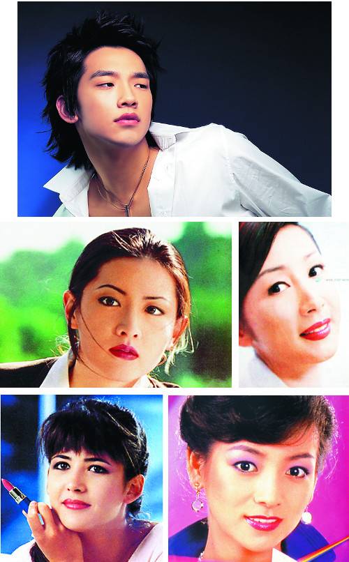 위로부터 시계 방향. 2004년 코리아나 ‘엔시아’의 메인모델로 나섰던 가수 비. 1990년대  ‘아이오페’ 모델로 활동했던 30대의 전인화. 1980년대 초 ‘나그랑’ 전속모델로 브랜드를 대표했던 황신혜. 80년대 후반 해외모델 전성시대를 이끈 ‘드봉 아르드포’의 소피 마르소. 90년대 ‘마몽드’의 모델 이영애. 각 브랜드 제공