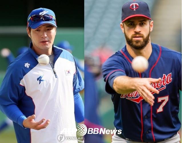 박병호(왼쪽)와 조 마우어. 연합뉴스 ⓒAFPBBNews = News1