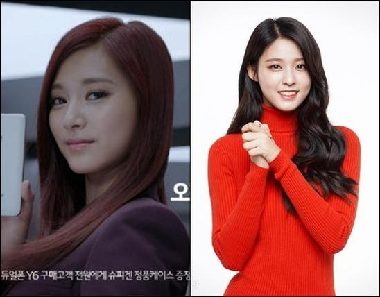 LG유플러스 광고모델 ‘쯔위’(왼쪽)와 SK텔레콤 광고모델 ‘설현’(오른쪽) / 각사 제공