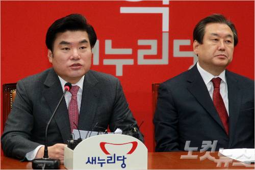 (오른쪽부터)새누리당 김무성 대표화 원유철 원내대표 (사진=윤창원 기자)