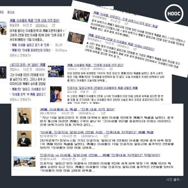 커제의 독설이라는 제목으로 보도된 국내 언론 기사들