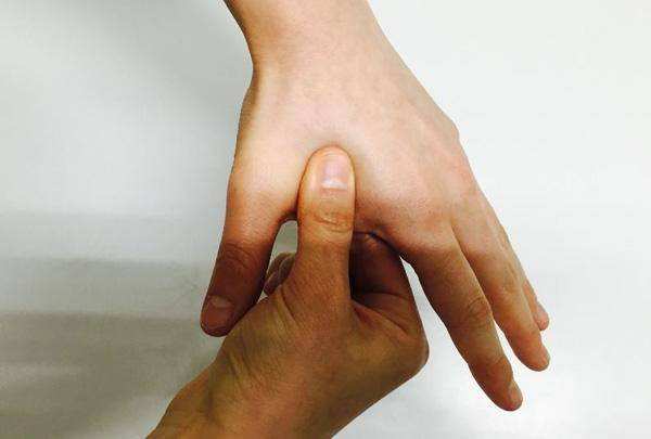 [헬스조선]혈자리 지압을 하면 소화불량 증상 완화에 도움이 될 수 있다. 내관혈 지압 모습/ 사진=헬스조선