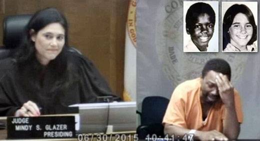 사진=판사와 절도 용의자로 법정에서 재회한 중학교 동창생 민디 글레이저 판사와 아서 부스 .시카고 ABC방송 화면 캡처