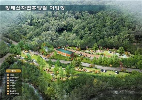 장태산 자연휴양림 야영장 안내도. 대전시 제공