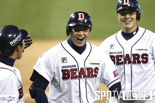 ▲ 정수빈, 김재환, 민병헌(왼쪽부터) ⓒ 곽혜미 기자