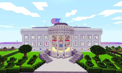 이용자는 상상한 대로 다양한 세계를 구축할 수 있다. 이용자가 직접 만든 백악관. IGN·플레인마인크래프트닷컴