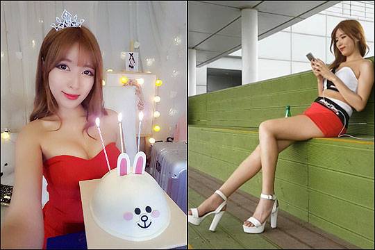 레이싱 모델 겸 인기 BJ 김세라가 BJ 파티의 진행을 맡았다. 사진은 김세라 인스타그램과 아프리카TV 화면 캡처