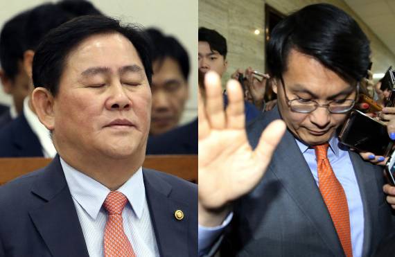 왼쪽부터 새누리당 최경환 의원, 윤상현 의원. 한겨레 자료사진