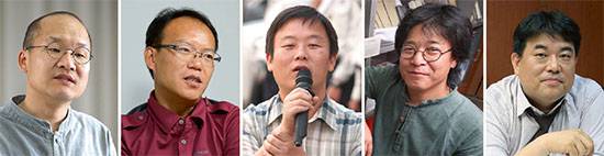 ⓒ시사IN 자료 : 왼쪽부터 강위원 여민동락공동체 대표·나경채 정의당 공동대표·안진걸 참여연대 공동사무처장·양돌규 레드북스 대표·전성원 <황해문화> 편집장.