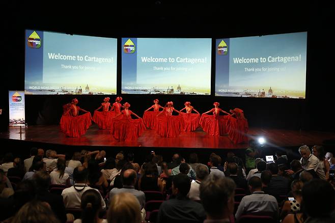 지난달 콜롬비아 카르타헤나에서 열린 세계편집인포럼(WEF) 개막 행사. [사진 세계신문협회]