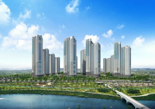 올해 상반기 2,300여 가구를 공급하며 흥행을 이끈 한양은 8월 중 인천 청라국제도시에 ‘청라 국제금융단지 한양수자인 레이크블루’를 공급해 인기를 이어나갈 계획이다. 단지 조감도. /사진제공 한양