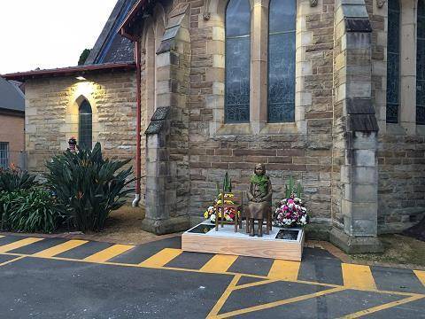 6일 호주 시드니의 애시필드 연합교회 내 앞마당에 들어선 '평화의 소녀상'[제공 박은덕 변호사=연합뉴스]