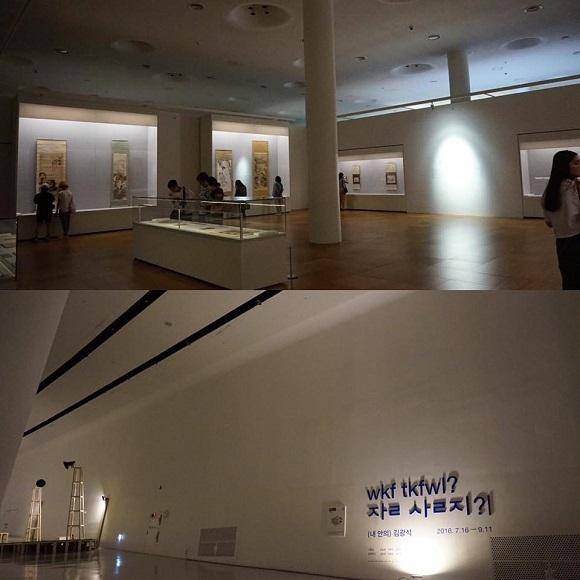 간송 문화전(위)과 김광석 전시회의 모습. /우고운 기자