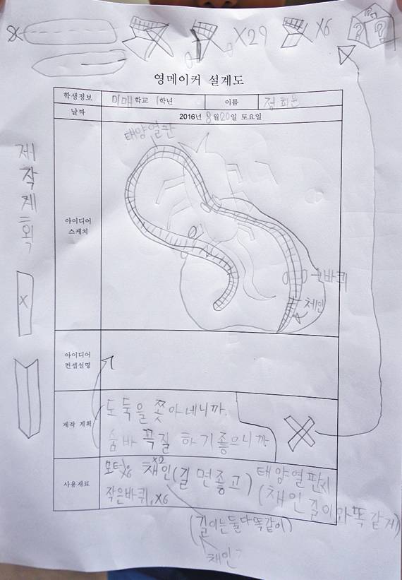 정희윤 도전자의 뱀 로봇 설계도.