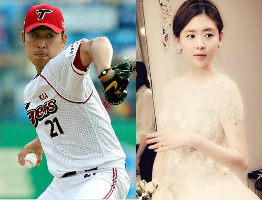 KIA 윤석민(왼쪽)과 배우 김시온(사진=KIA·김시온 인스타그램)