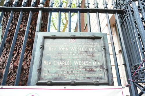 웨슬리가 1738년 5월24일 저녁 모라비안 집회에서 회심을 경험한 올더스게이트 현장.