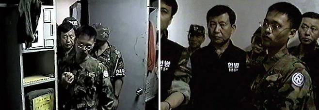 김동민 일병이 사건 현장에서 현장검증을 하고 있다. © 연천530GP피격사건전사자유족회 제공