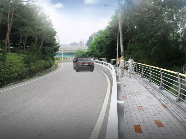 [사진=분당구청- 분당구 분당동 태재고개 광주방면 1차선 도로에 신설하는 보행로 조감도]