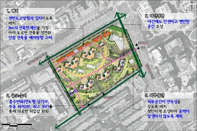 강남구 도곡동 개포한신아파트 재건축 시 배치도. ［사진제공=서울시］