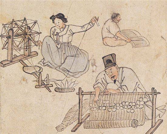 김홍도의 '자리짜기' 민속화 그림(사진=한국콘텐츠진흥원)