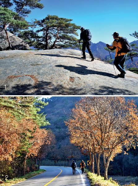 [월간산]1 북바위산 정상 북동릉. 2 송계계곡과 597번 지방도.