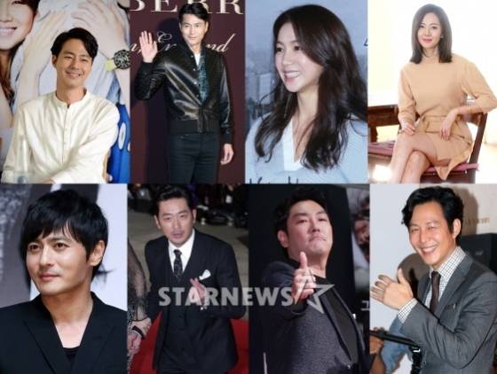 왼쪽 상단부터 시계방향으로 조인성 정우성 김옥빈 염정아 이정재 조진웅 하정우 장동건/사진=머니투데이 스타뉴스, SBS