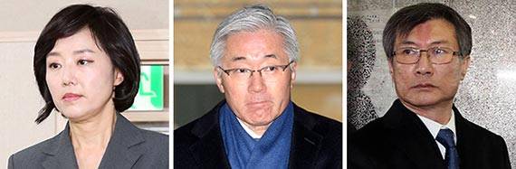 왼쪽부터 조윤선, 김종덕, 정관주.