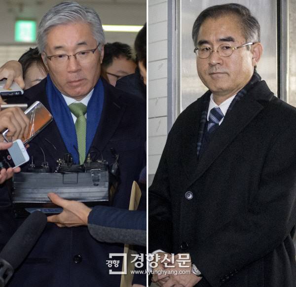 특검 출석한 김종덕·김상률 8일 문화계 블랙리스트 작성에 관여한 의혹을 받는 김종덕 전 문화체육관광부 장관(왼쪽 사진)과 김상률 전 청와대 교육문화수석(오른쪽)이 피의자 조사를 받기 위해 박영수 특별검사 사무실에 출석하고 있다.    이석우 기자 foto0307@kyunghyang.com