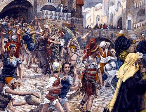 몸이 묶인 채 재판을 받기 위해 끌려가는 예수를 그린 제임스 티소의 작품.