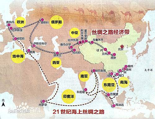중국 일대일로 지도 출처 바이두