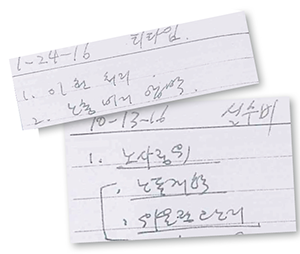 안종범 전 수석의 업무수첩 내용.