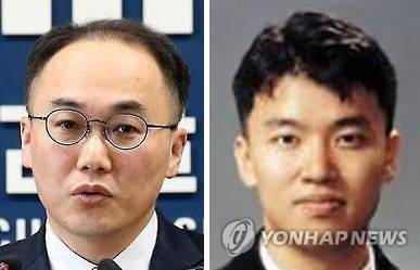 21일 박근혜 전 대통령을 조사한 이원석(48·사법연수원 27기, 왼쪽) 서울중앙지검 특수1부장과 한웅재(47·연수원 28기) 형사8부장 [연합뉴스 자료사진]