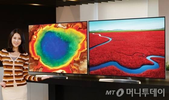 LG전자가 올해 2월 국내 출시한 나노셀 기술 탑재 '슈퍼 울트라HD TV'로 출시 당시 55인치, 65인치로 출시됐다./사진제공=LG전자