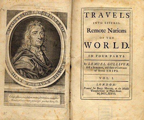 1726년 10월 <멀리 떨어진 여러 나라로의 여행>이라는 제목을 달고 런던에서 출간된 초판. 출간 즉시 엄청난 화제를 불러일으키며 불티나게 팔려나갔고 이듬해인 1727년엔 독일어와 프랑스어, 네덜란드어로 발빠르게 번역됐다. 위키미디어