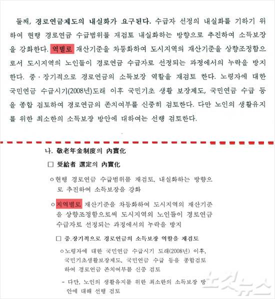 위는 신연희 구청장의 논문, 아래는 국무조정실 보고서(그래픽=강인경 디자이너)