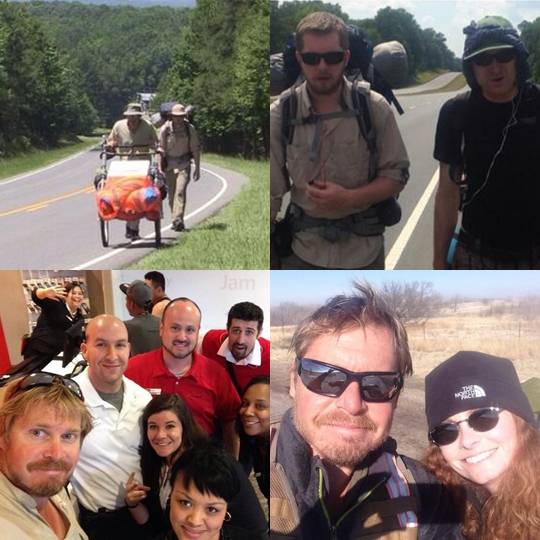 오랜 시간 길을 걸으면 동행인과 후원자가 따라온다. 칼 부쉬비는 여정에서 사람들을 만날 때마다 트위터에 공개했다.