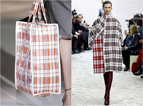 세탁가방을 연상시키는 루이비통 가방(왼쪽)과 셀린의 코트(오른쪽)/사진=루이비통 2007 봄/여름 컬렉션, 셀린 2013 가을/겨울 컬렉션