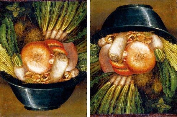 거꾸로 뒤집으면 사람 형상으로 변신하는 주세페 아르침볼도의 ‘정원사’.