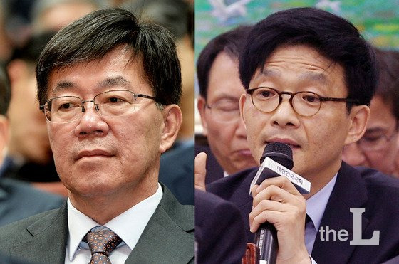 문재인 대통령이 17일 특수본 본부장 이영렬 서울중앙지검장(59.사법연수원 18기.왼쪽)과 안태근 법무부 검찰국장(51.20기) 사이에 ‘돈봉투 만찬’ 사건에 대한 감찰을 법무부와 검찰청에 전격 지시했다.(뉴스1DB) 2017.5.17/사진=뉴스1