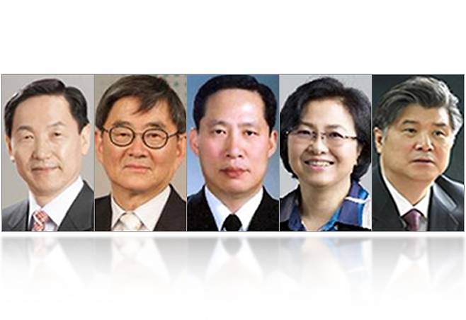 문재인 대통령은 11일 교육부, 법무부, 국방부, 환경부, 고용노동부 등 5개 부처의 신임 장관 인선을 단행했다. 왼쪽부터 김상곤 신임 부총리 겸 교육부 장관, 안경환 법무·송영무 국방·김은경 환경·조대엽 고용노동부 장관 후보자. (청와대) © News1 최진모 디자이너