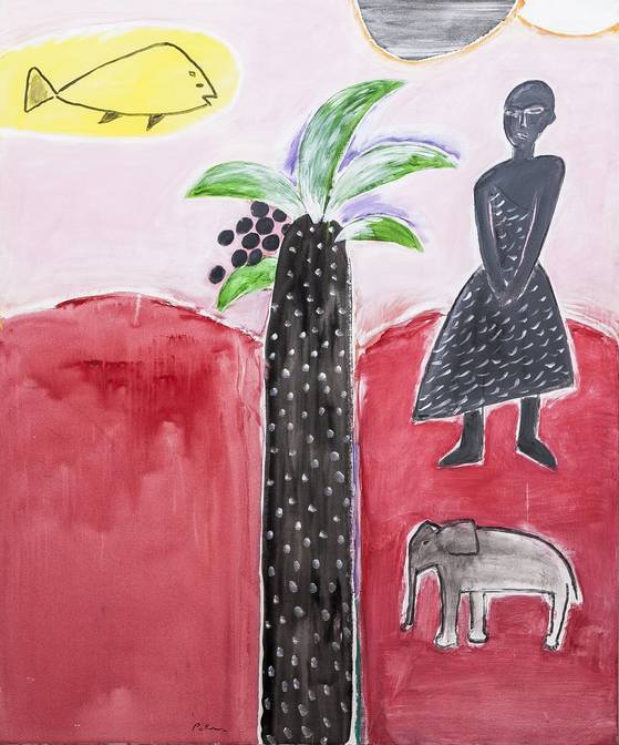 김보현의 작품 '검은 태양 흰 태양'. Black sun white sun, 2003, acrylic on canvas, 183 x 152cm. ⓒThe Sylvia Wald & Po Kim Foundation, USA. 사진=실비아 왈드&포 김 재단