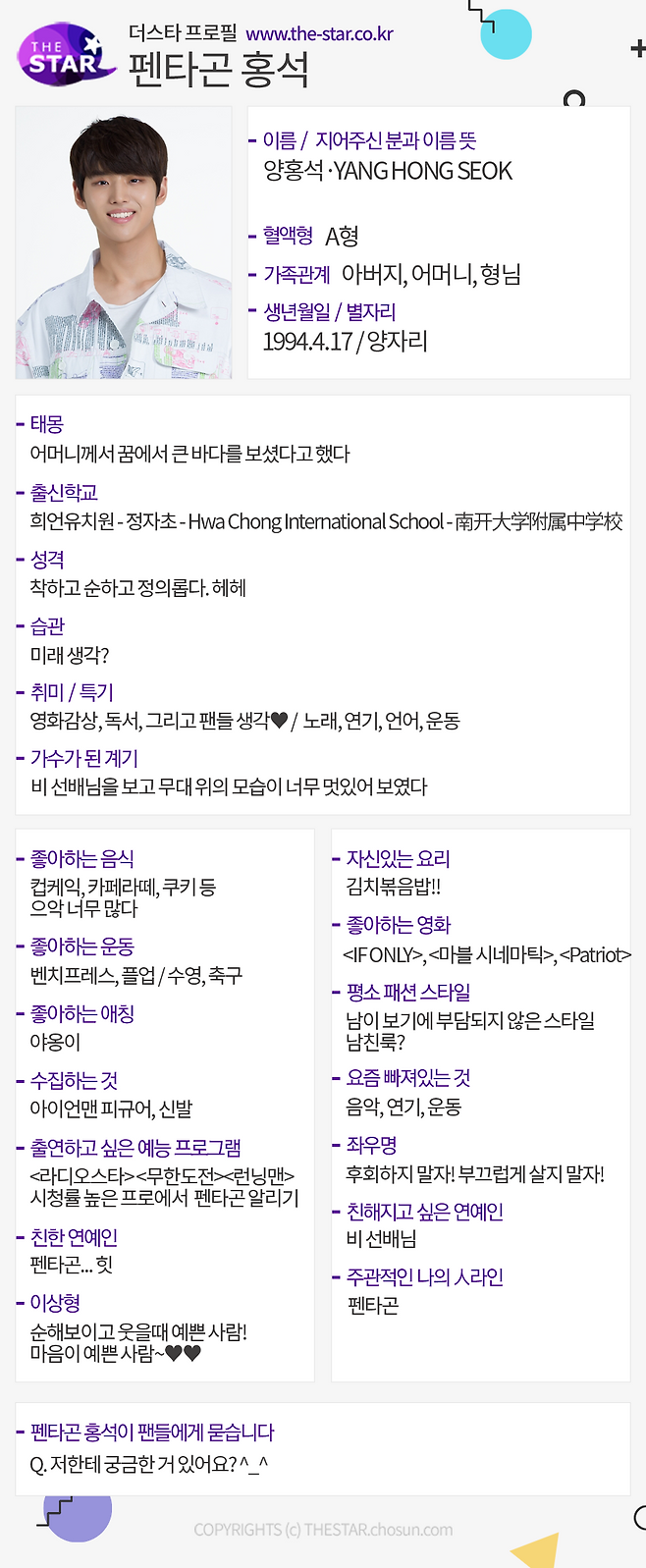 펜타곤 홍석 프로필 / 사진: 더스타DB