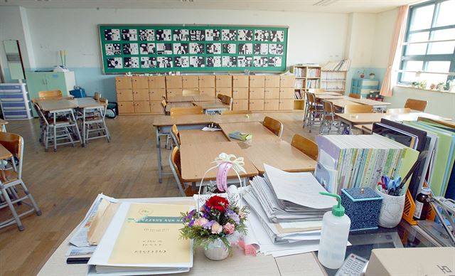 스승의 날을 맞은 한 초등학교 교실의 모습. 한국일보 자료사진