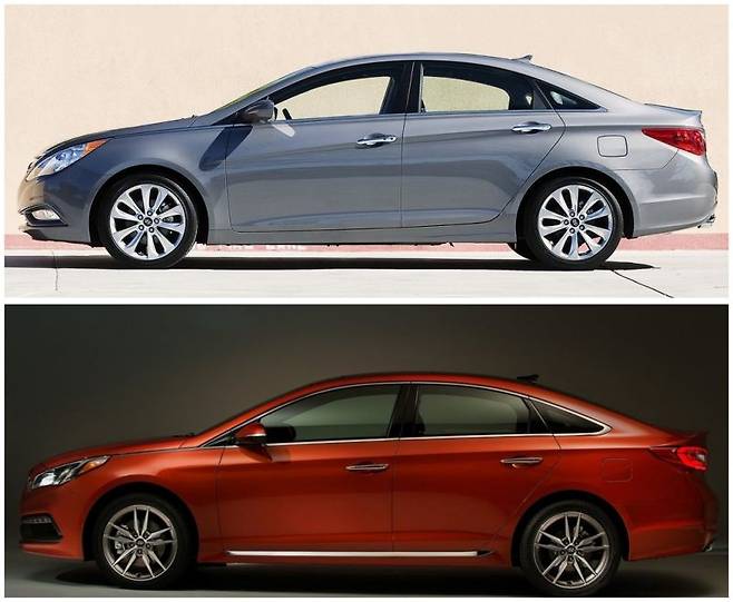위 : YF 쏘나타 / 아래 : LF 쏘나타