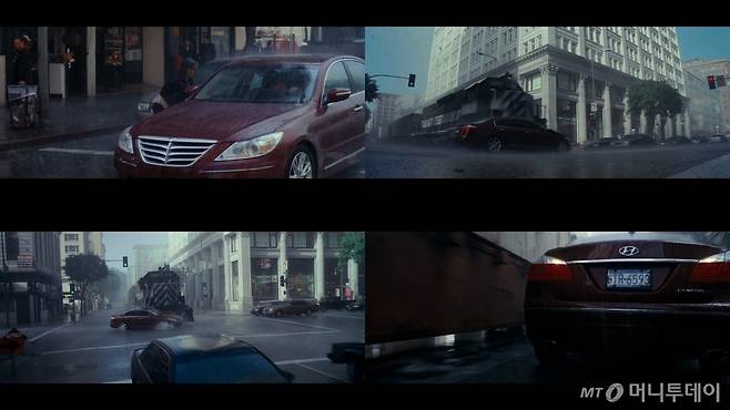 크리스토퍼 놀란 감독의 '인셉션', 기차와 충돌한 현대차 '제네시스'가 큰 파손없이 다시 주행한다, /사진=화면 캡쳐